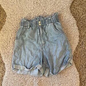H&M Light Blue Paperbag Waist Denim Shorts